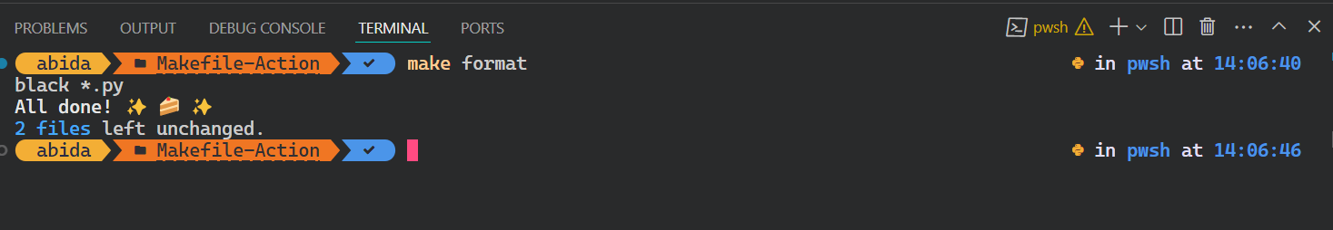 running make command in terminal