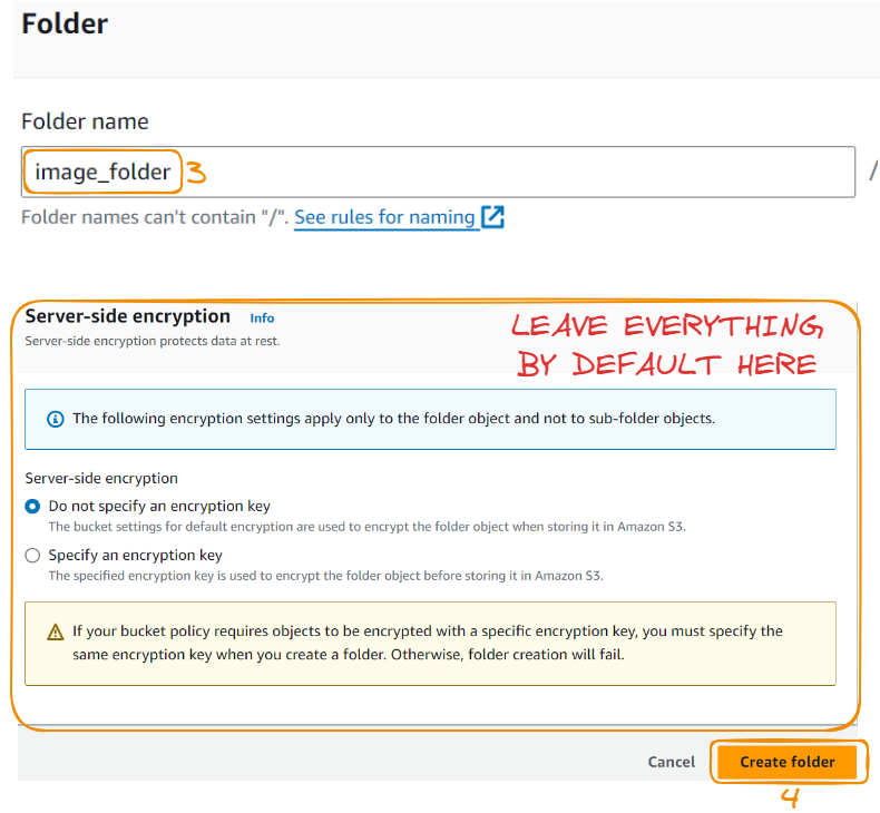 Upload data into the bucket - steps 3 to 4