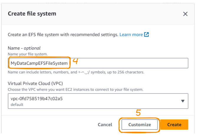 Setting up an EFS system
