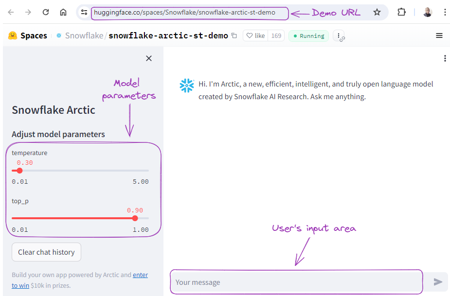 Hugging Face Snowflake Arctic Demo