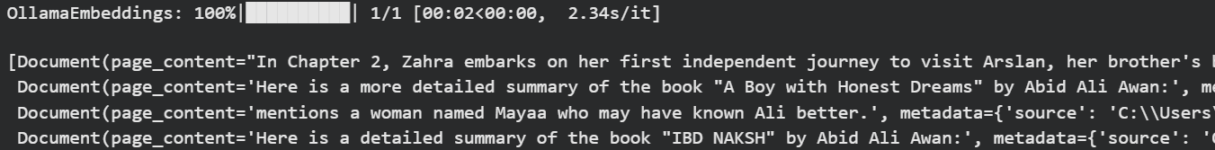 Similarity search output