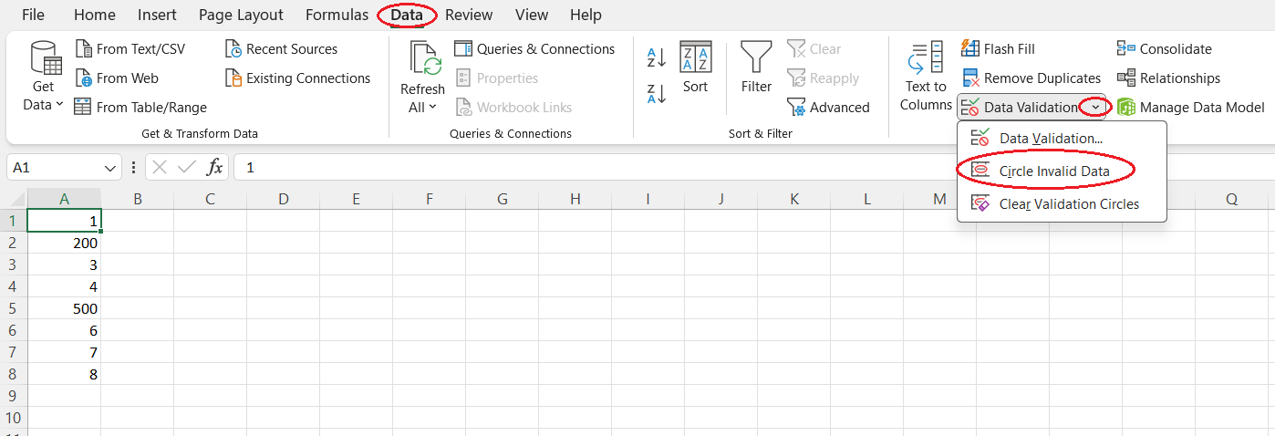Circling invalid data in Excel How to circle invalid data in Excel.