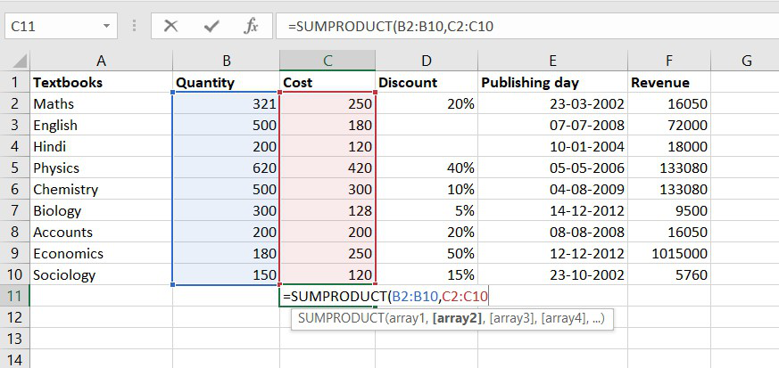 SUMPRODUCT Function