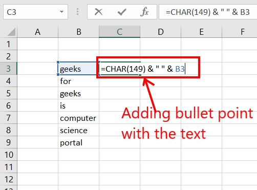 Adding bullet point with the text