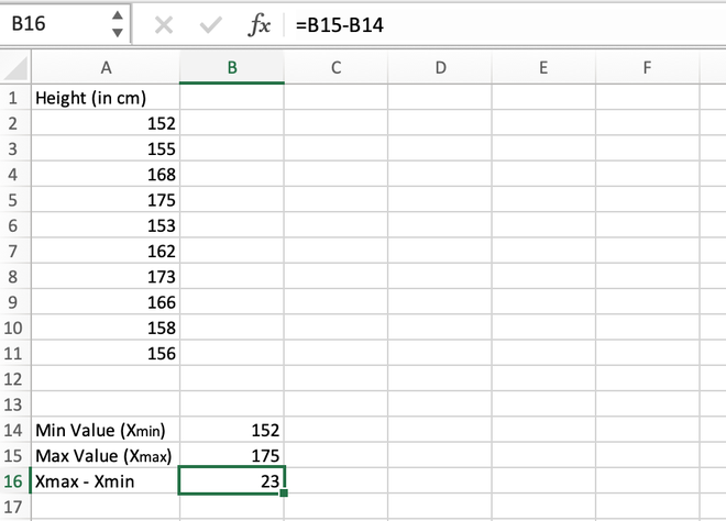 Calculating difference