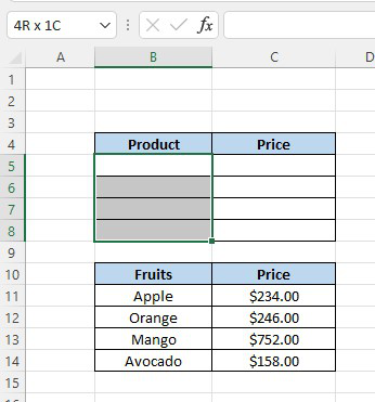 Selecting-cell-range-in-product-column