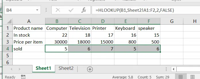 How to Use HLOOKUP in Excel