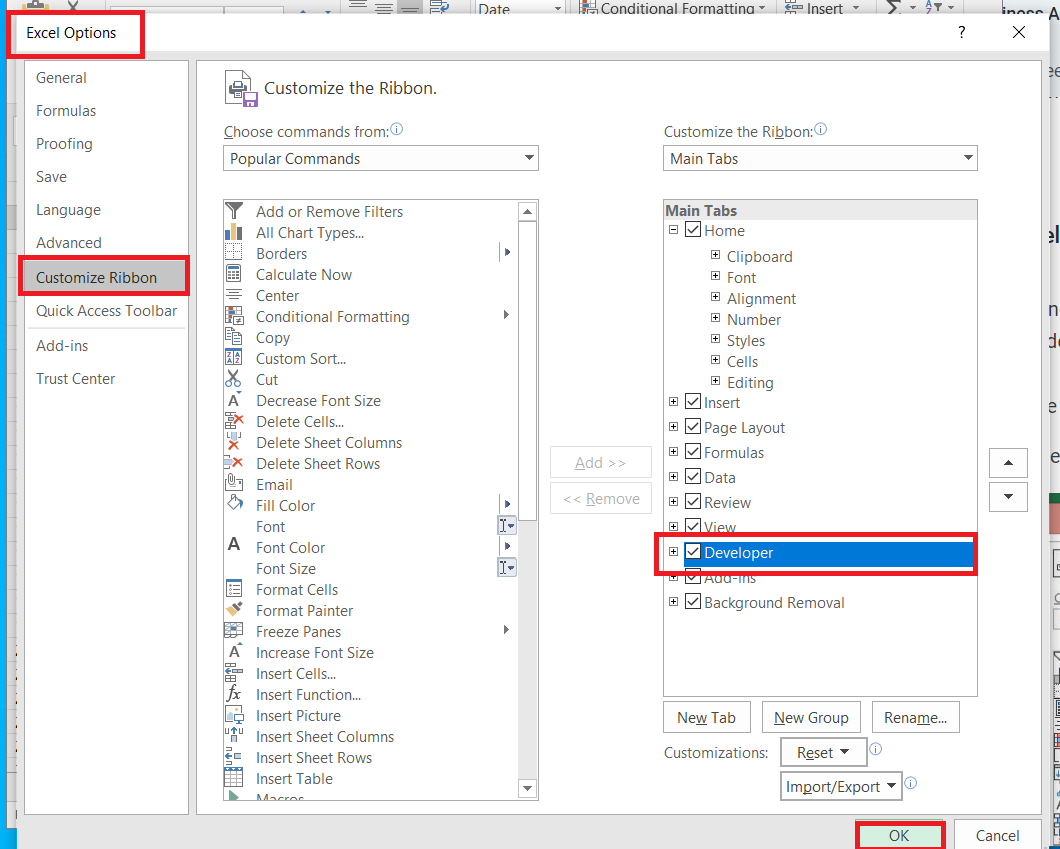 Insert a Checkbox in Excel