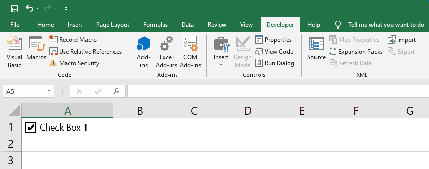 Insert a Checkbox in Excel