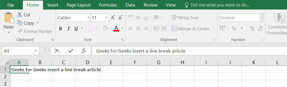 New Line in Excel Cell