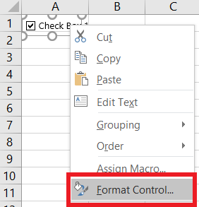 Insert a Checkbox in Excel