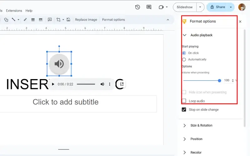 Add Audio in Google Slides