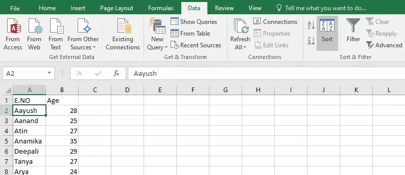 Alphabetize in Excel