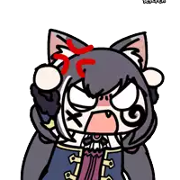 a cartoon drawing of a cat with a red s on her forehead