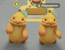 two cheetah otters are standing next to each other in a game