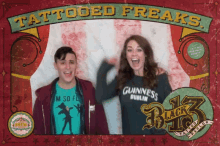 a man and a woman are posing for a photo with the words tattooed freaks above them