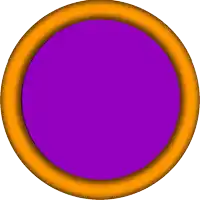 a purple and orange circle with the word bonne in orange letters