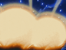 a painting of a heart shaped object with a blue sky in the background