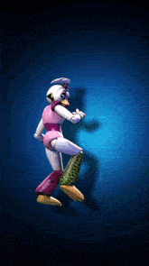 a cartoon character is standing on one leg