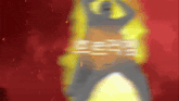 a blurry picture of a person with a red background and yellow lines