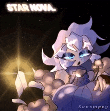 a drawing of a cartoon character with the words star nova written above her