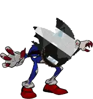 a cartoon drawing of sonic the hedgehog holding a shield