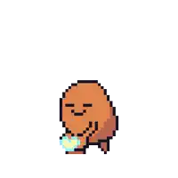 a pixel art of a person holding a heart shaped object