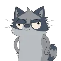 a cartoon drawing of a raccoon with an angry look on its face