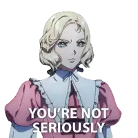 a girl in a pink dress with the words you 're not seriously