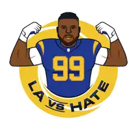 a cartoon drawing of a football player with the number 99 on his jersey