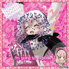 a picture of a girl with the words i 'm going to explode on the bottom