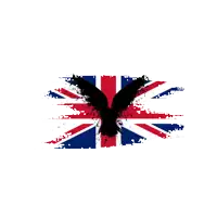a british flag with an eagle on it