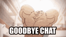 a cartoon character says goodbye chat in front of a cloud
