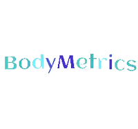 a blue and white logo for bodymetrics