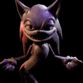 a cartoon sonic the hedgehog is smiling and making a funny face