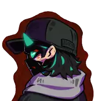 a cartoon drawing of a person wearing a hat with a sticker on it that says jts2