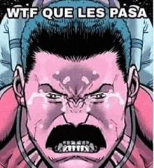 a cartoon of a man with a mustache and a beard crying .