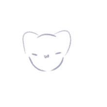 a drawing of a cat 's face with a bow in its mouth