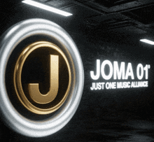 a sign for joma 01 just one music alliance is lit up