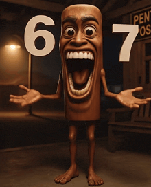 a cartoon character with the number 6 and 7 on it