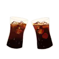 two glasses of iced coffee with a starbucks logo on them