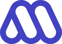 a blue m on a white background with a white border