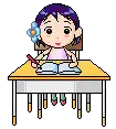a pixel art illustration of a person laying at a desk with a book .