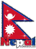 a picture of the flag of nepal with the word nepal on it