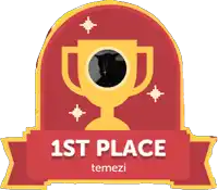 a sticker that says 1st place temezi with a picture of a cat