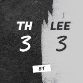 a black and white poster with the number 3 and lee 3