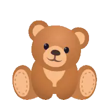 a brown teddy bear with black eyes is sitting on a white background