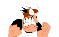 a cartoon drawing of a person 's fist with the letter o on it