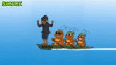 a cartoon of cockroaches in a boat with the word kokokk on it