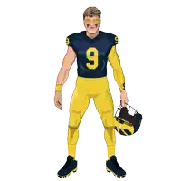 a cartoon drawing of a football player wearing the number 9